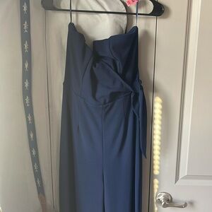 Navy blue strapless jumpsuit Francesca’s size L